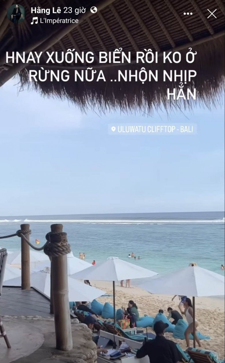 Minh Hằng check-in nghỉ dưỡng tại bờ biển Bali.