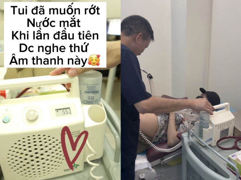 Mẹ bầu xúc động khi nghe tim thai của nhóc tỳ đầu lòng.