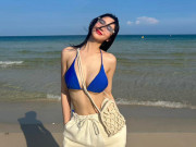 Thời trang - "Cô bé trà sữa Việt" vi vu hoang đảo, suốt ngày chỉ diện bikini tí hon, khoe vòng 1 "nhân tạo"