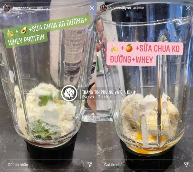 Đôi lúc, cô nàng đổi bữa với món sinh tố whey protein, mix vị cùng bơ, chuối hay cam và sữa chua không đường. Whey protein là 1 dạng thực phẩm chức năng cung cấp chất đạm hấp thụ nhanh sau tập luyện. Loại sữa bột này thông thường được tách béo nên rất phù hợp cho những ai đang trong quá trình siết cân hay đảm bảo được lượng calo trong ngày không bị vượt quá mức cho phép.