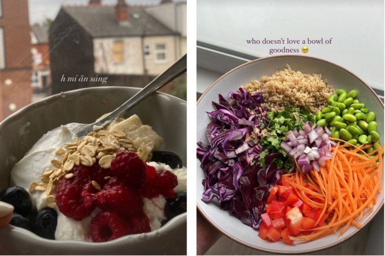 Nữ giảng viên cũng thường xuyên bổ sung trái cây, rau củ vào khẩu phần ăn.