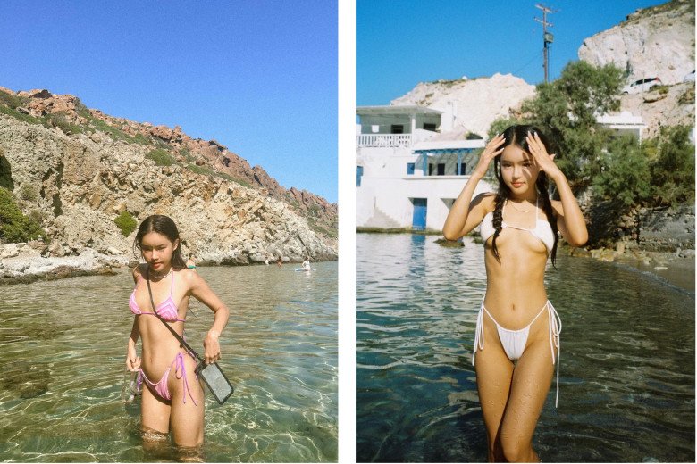 Diện những bộ bikini 2 mảnh bé xíu, Thu Anh khoe trọn body đẹp như vẽ với thềm ngực lụa là cùng vòng eo săn chắc đầy cơ.