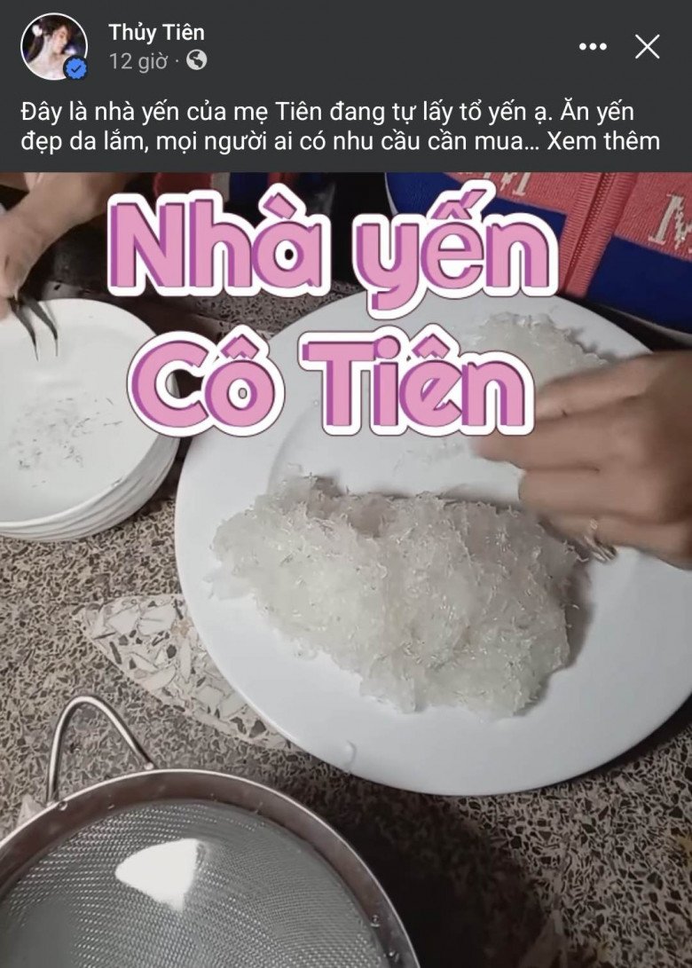 Ca sĩ Thủy Tiên chia sẻ công việc bán tổ yến tại nhà của mẹ ruột.