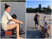 Làm mẹ - Hồ Ngọc Hà áo phông quần đùi tất bật chăm hai con, mẹ chồng Thụy Điển có biểu cảm gây chú ý