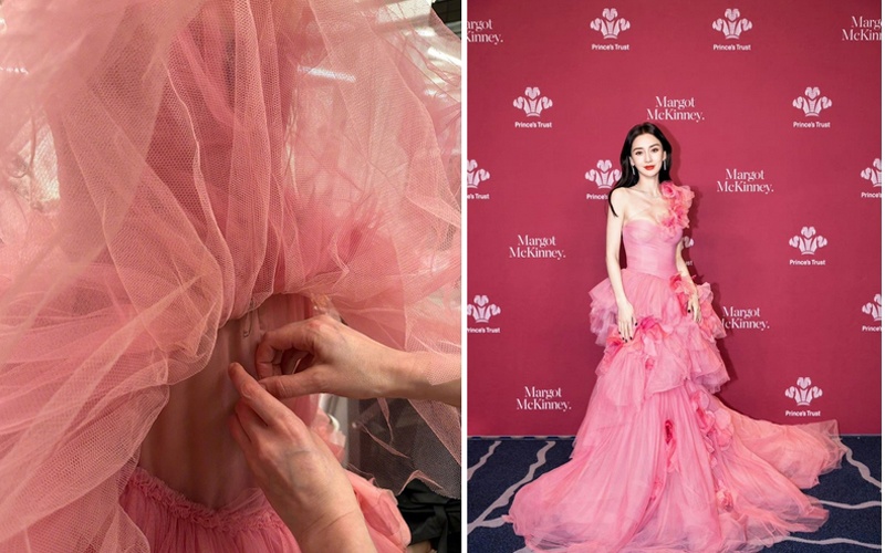 Sina mới đưa tin nhà thiết kế đã bóp eo váy 11,5 cm để vừa với vóc dáng của Angelababy tại sự kiện The Prince's Trust Global Gala ở New York, Mỹ. Nhiều người sốc với body hiện tại của vợ cũ Huỳnh Hiểu Minh.
