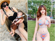 Làm mẹ - Vợ hotgirl kém 11 tuổi của DV Anh Tuấn khoe dáng bốc lửa, da trắng nõn nà bên con trai 8 tháng