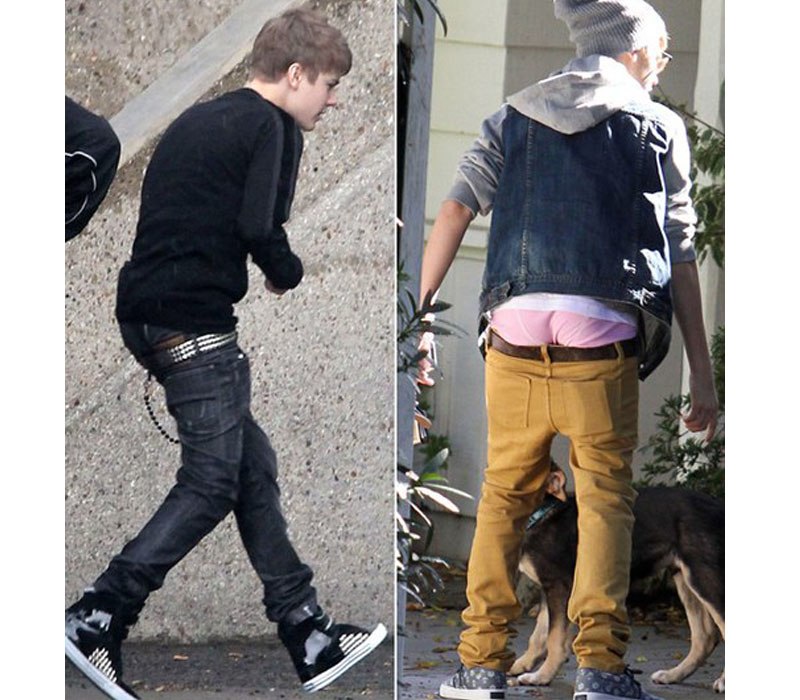 Mốt quần tụt làm lộ gần hết nội y này vốn là một trong những "đặc trưng" của nam ca sĩ Justin Bieber.
