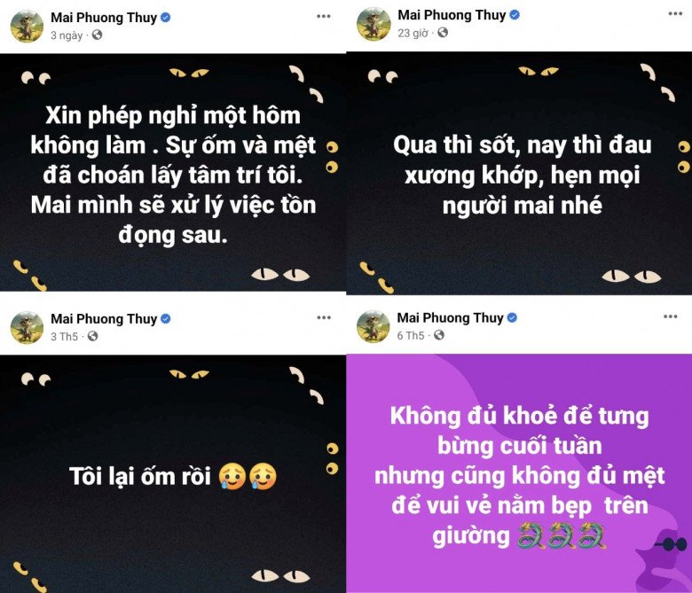 Từ đầu tháng 5 đến nay, người đẹp liên tục chia sẻ tình trạng sức khỏe gặp vấn đề.