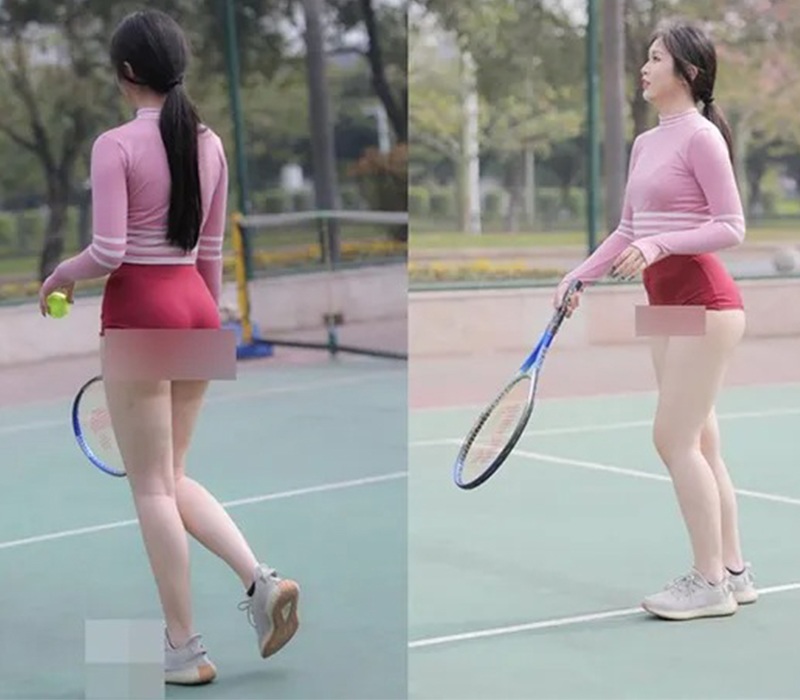 Đam mê mặc khoe dáng, thế nhưng những bộ trang phục phục bó khi chơi tennis khiến hội chị em dễ lộ ra vùng nhạy cảm.
