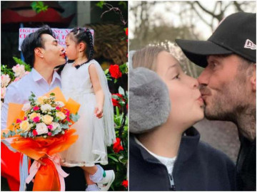 Lê Dương Bảo Lâm đăng ảnh hôn môi con gái lớn, được khen tinh tế khác hẳn David Beckham