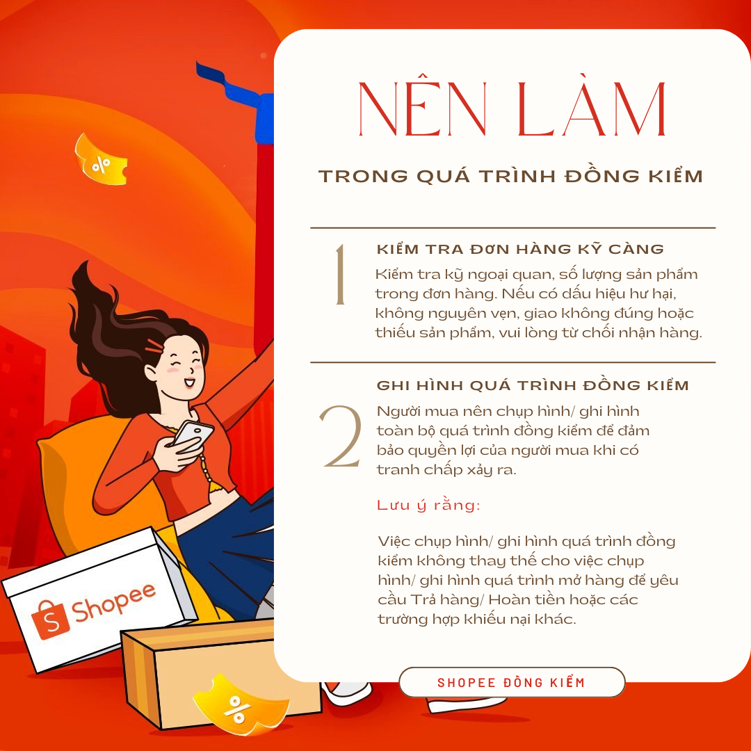 Đây là những hoạt động được Shopee khuyến khích để quá trình đồng kiểm diễn ra thuận lợi, an toàn và nhanh chóng.