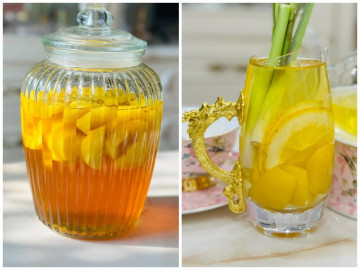 Nhanh tay làm ngay đào ngâm giòn tan, pha trà đào cam sả mát rười rượi thách thức nắng hè