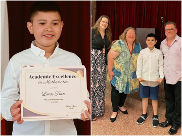 8 năm theo bố sang Mỹ sống, con trai MC Quỳnh Chi giờ lớn phổng phao, giỏi Toán top 5 của trường