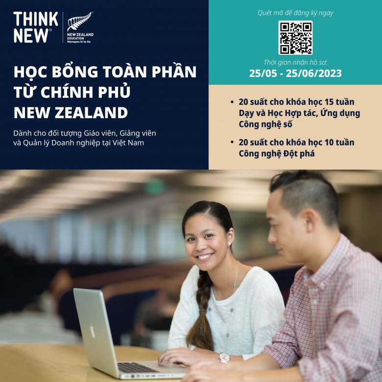 New Zealand cấp 40 suất học bổng toàn phần cho giáo viên, giảng viên, chuyên viên giáo dục và các doanh nhân, nhà quản lý doanh nghiệp tại Việt Nam.