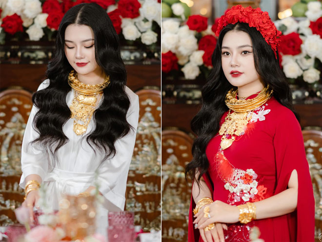 Lấy mối tình năm 17 tuổi, cô dâu Tiền Giang đeo vàng trĩu cổ trong ngày cưới - 1