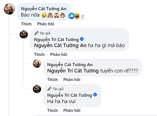 Cát Tường An phản ứng nhẹ khi mẹ đăng tuyển rể.