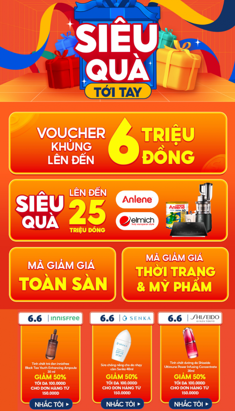 Đón chờ loạt voucher và quà tặng siêu khủng từ Shopee và các thương hiệu đình đám vào 12H trưa nay.