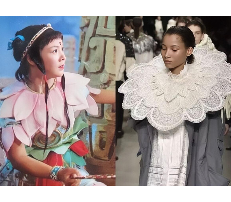 Dù không mang tính ứng dụng cao, nhưng phong cách ăn mặc biến hình như bông hoa sen với chiếc yếm cổ của Na Tra trong bộ phim Tây Du Ký vẫn được lưu truyền đến ngày nay. 
