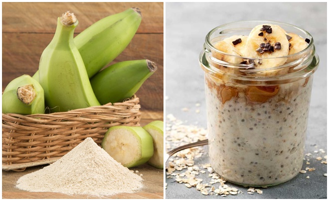 Chuối xanh và yến mạch có chứa tinh bột kháng. (Ảnh minh họa)