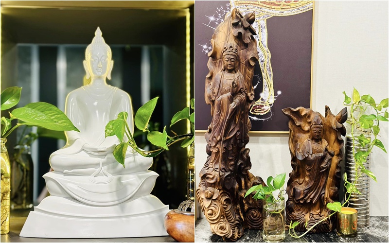 Đặc biệt, trong nhà của nam MC từng cạo đầu gieo duyên có nhiều tượng Phật, Bồ tát. 
