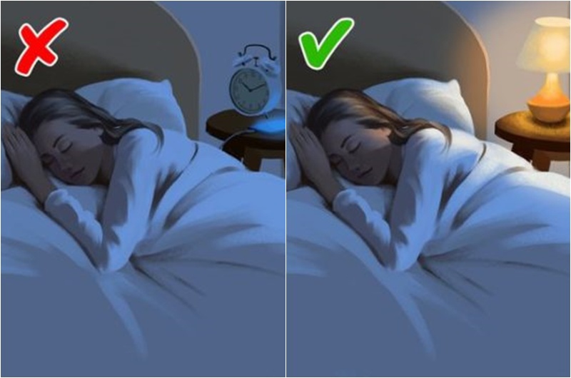 Đồng hồ báo thức hoặc điện thoại: Đặt báo thức cạnh giường chỉ khiến bạn lo lắng hơn. Sự lo lắng này bắt nguồn từ việc nhiều người nhìn vào đồng hồ báo thức khi họ thức dậy vào lúc nửa đêm, nghĩ rằng còn rất ít thời gian để ngủ.
