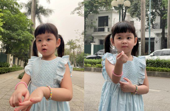 Sumi được khen xinh xắn, gương mặt là bản sao của bố.