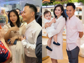 Rapper Tiến Đạt dẫn vợ bầu 8 tháng dự sự kiện, nhan sắc không son phấn của chị nhà thành tâm điểm