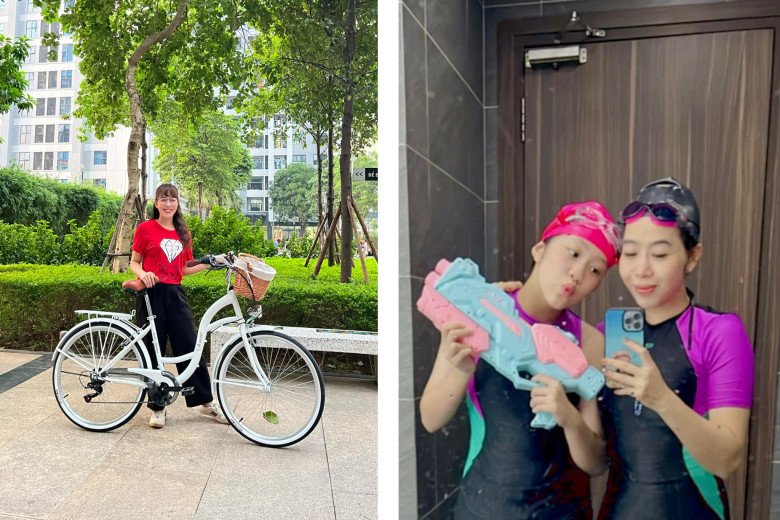 Bên cạnh việc ăn uống, bà mẹ đơn thân cũng thường xuyên vận động với những bộ môn thể thao. Cô thường dành thời gian cùng con gái bơi lội hay đạp xe mỗi chiều.