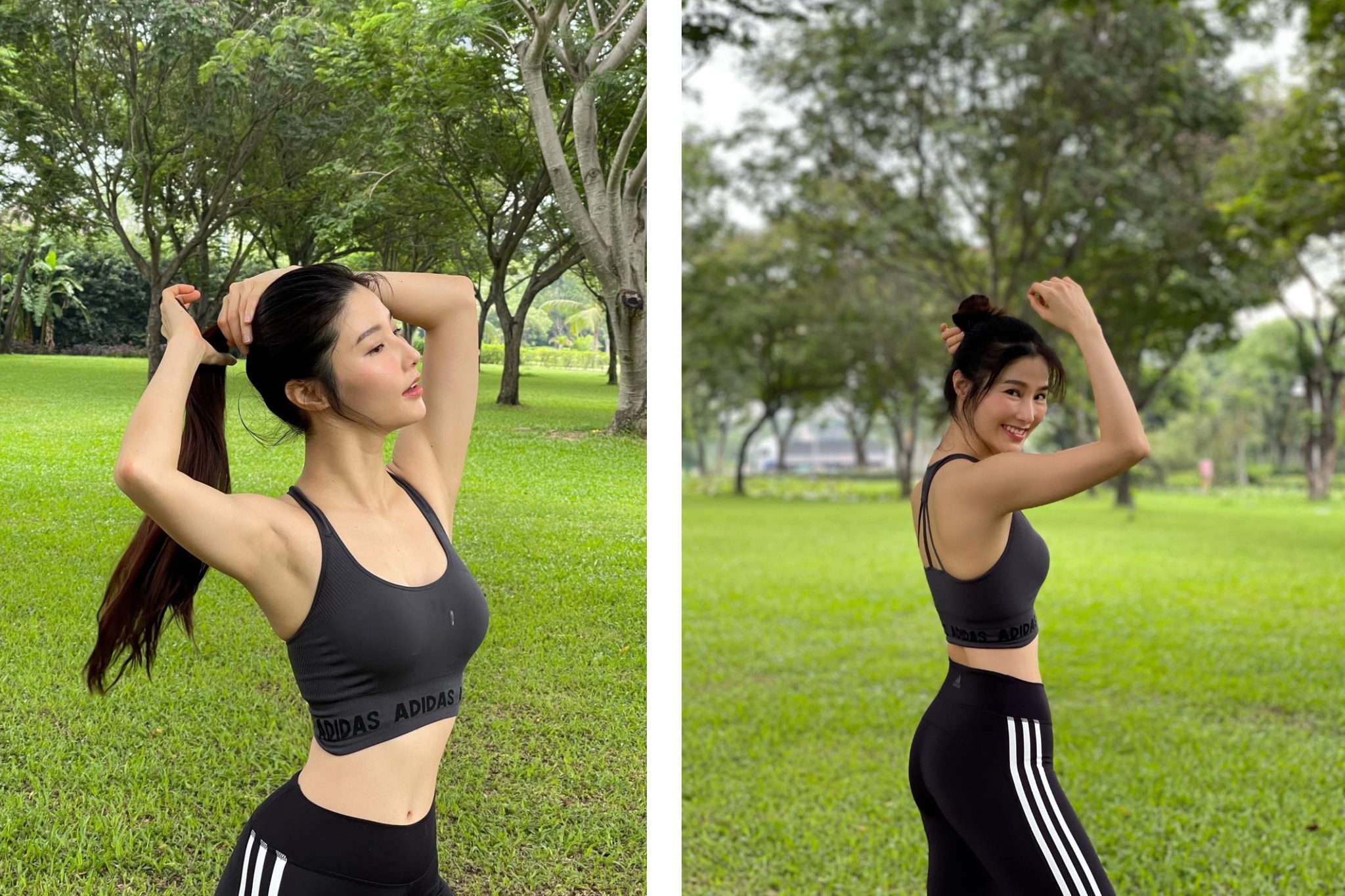 Qua những hình ảnh này, người đẹp sinh năm 1990 cũng khiến nhiều người trầm trồ bởi vóc dáng nuột nà, không mỡ thừa trong bộ đồ tập ôm sát.