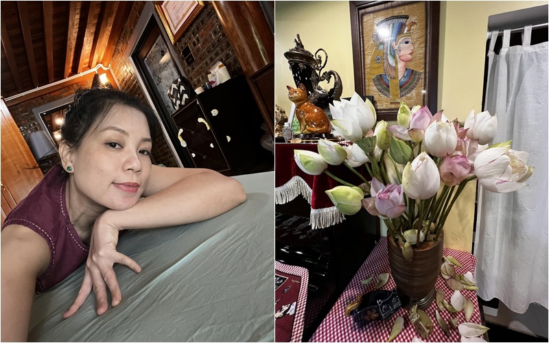 Chị Hồng Nhung - vợ danh hài Xuân Bắc thì chia sẻ: "Bình sen chất lượng". Nhiều loại hoa sen với màu sắc khác nhau nhưng đều nhẹ nhàng, thanh nhã được trưng bày trong một không gian khá nghệ thuật.
