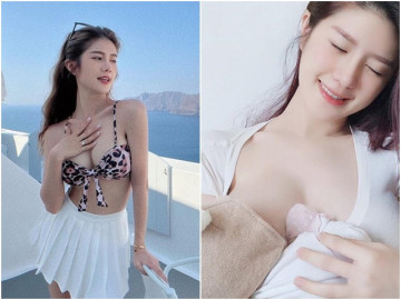 Hotgirl tiếp viên hàng không nghiện khoe cảnh cho con bú, ai nhìn cũng thắc mắc