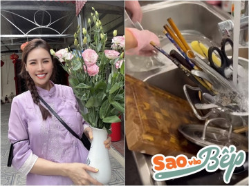 Mẹ 3 con Quế Vân tung video dạy cách rửa bát bỗng hút hơn 300 nghìn lượt xem, còn được ngưỡng mộ vì nấu ngon