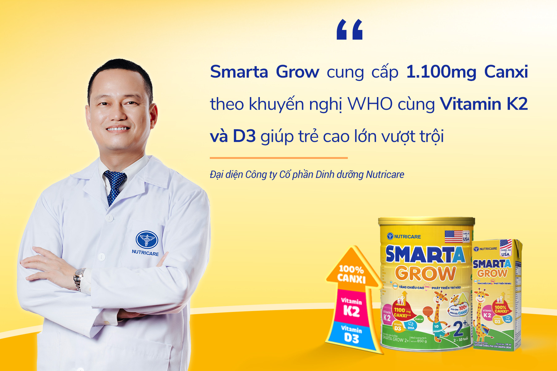Smarta Grow 2+ mới với hàm lượng 1100mg Canxi đáp ứng khuyến nghị của Tổ Chức Y Tế Thế Giới giúp trẻ cao lớn vượt trội - 4