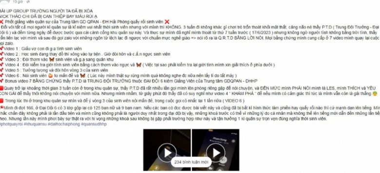 Nội dung phản ánh của nữ sinh viên trên diễn đàn sinh viên. Ảnh: CAND.