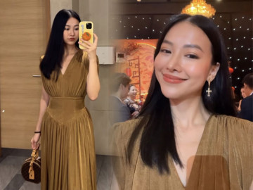 Có một hoa hậu đi ăn cưới mặc toàn đồ giá rẻ vẫn đẹp chuẩn chỉnh, không lấn lướt cô dâu