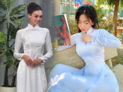 Thời trang - Vợ Tây của Bùi Tiến Dũng dáng chuẩn như thiên thần nội y, vẫn "thất thủ" khi diện áo dài trắng
