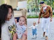 Shark Long Mạnh Trường bế con thứ 3 dạo quanh nhà to như lâu đài, diện mạo quý tử gây chú ý