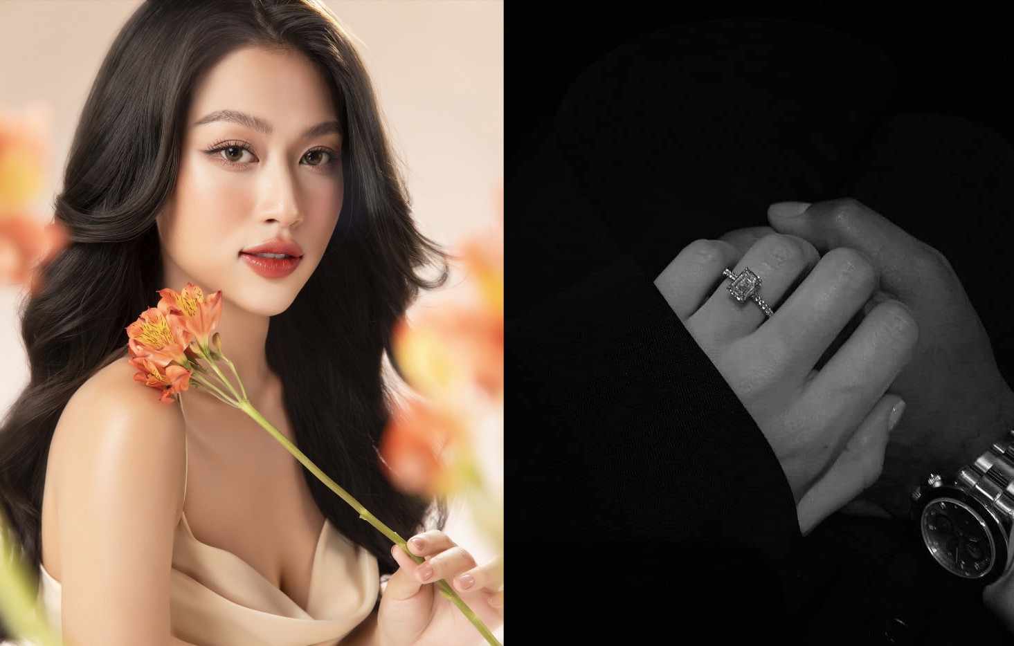 Hoa hậu Đoàn Thiên Ân đăng ảnh tay trong tay với một nhân vật bí ẩn. Cô khoe cận cảnh chiếc nhẫn kim cương kèm theo chia sẻ: Yes I do (tạm dịch: Em đồng ý).