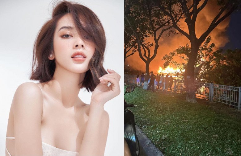 Diễn viên Quỳnh Lương đăng tải khoảnh khắc chụp được khi đến gần vụ cháy. Cô viết: Mong Sài Gòn được bình yên.