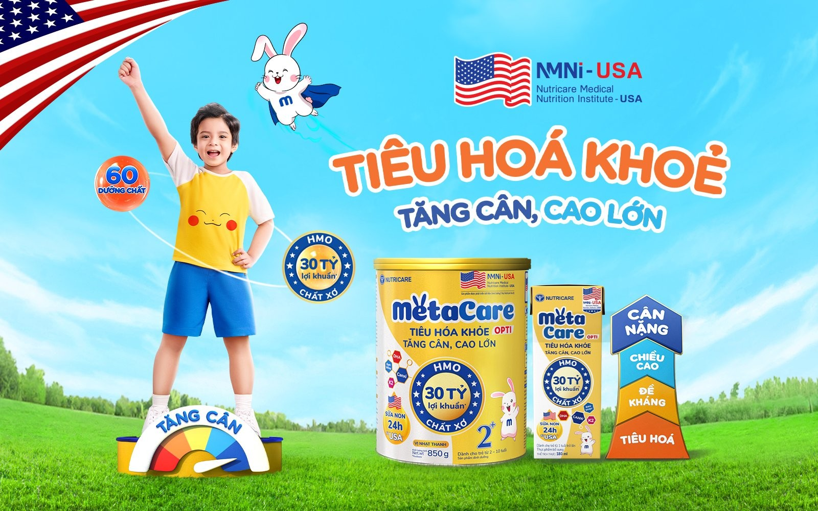 Sữa mát Metacare Opti mới sở hữu Công nghệ đột phá lợi khuẩn Postbiotic với 30 tỷ lợi khuẩn giúp trẻ tiêu hóa khỏe, tăng cân, cao lớn