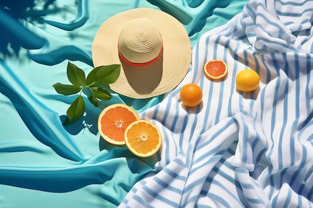 Summer clothing laid out by the pool