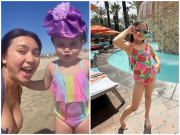 Yêu con - Con gái "biểu tượng gợi cảm thập niên 90" Y Phụng xinh hệt mẹ, khoe đôi chân dài thẳng tắp ở bể bơi
