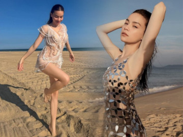 Không phải bikini, Hồ Ngọc Hà mặc kiểu váy dính người đi biển, khoe dáng không giống phụ nữ 3 con