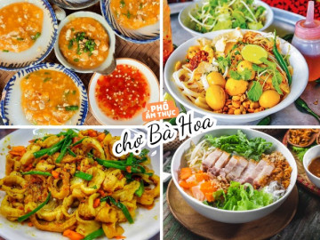 Ẩm thực chợ Bà Hoa nổi tiếng món ngon miền Trung, bánh bèo tóp mỡ béo thơm chỉ 3.000 đồng