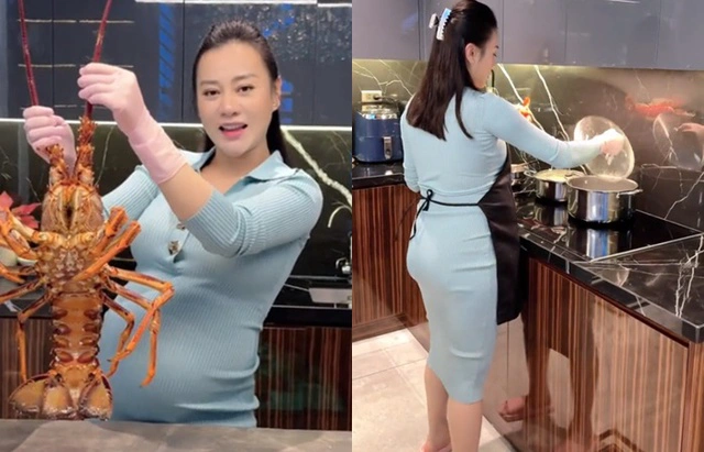 Phương Oanh bổ sung canxi cuối thai kì kiểu amp;#34;hào mônamp;#34;: Tôm hùm đỏ mắc tiền, cá ngon nhất thế giới - 1