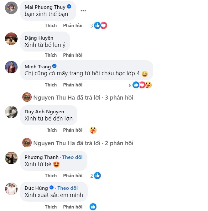 Mai Phương Thúy và nhiều bạn bè, đồng nghiệp khen ngợi vẻ đẹp của MC Thu Hà thuở ô mai.