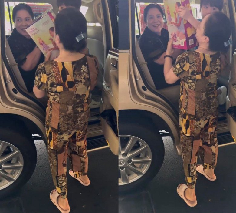 Mẹ thiếu gia Minh Hải đưa cháu nội về nhà.