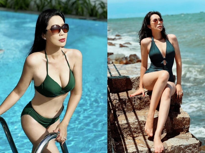 Không ít lần, Trịnh Kim Chi "gây sốt" khi diện bikini, khoe thân hình bốc lửa. Sắc vóc quyến rũ của "mẹ 2 con" khiến công chúng trầm trồ ngưỡng mộ.
