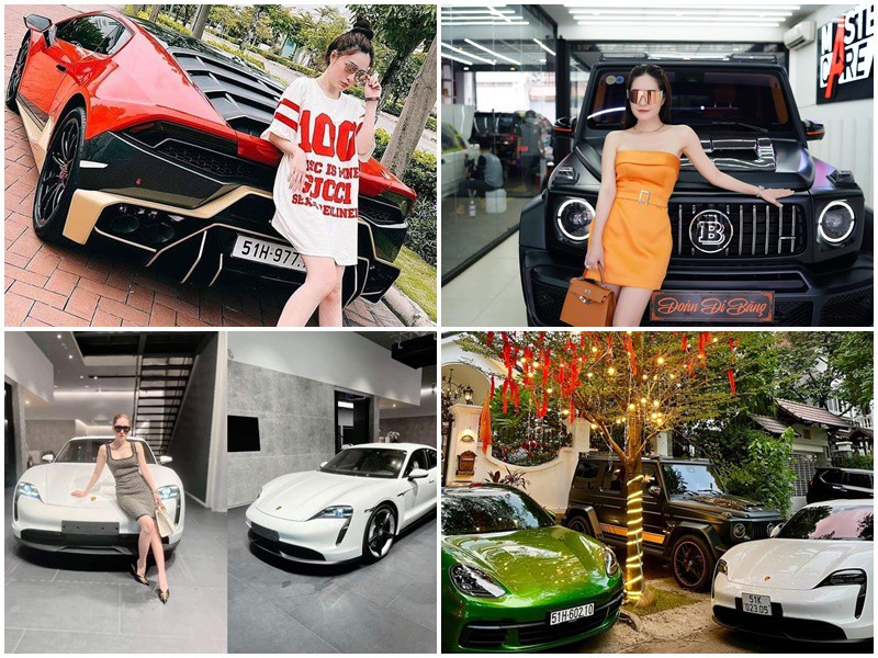 Đoàn Di Băng (quận 7, TP.HCM) sở hữu bộ sưu tập siêu xe với những mức giá "trên trời". Di Băng từng được chồng tặng chiếc xe Mercedes-AMG G63 có giá niêm yết hiện tại là khoảng 11 tỷ đồng.
