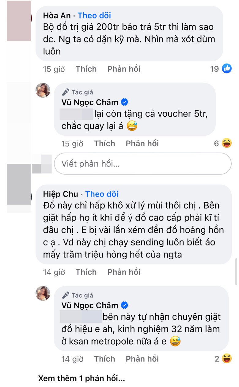 Dù tin tưởng cửa hàng có kinh nghiệm giặt hấp 32 năm nhưng Ngọc Châm không ngờ lại nhận kết quả đắng. 